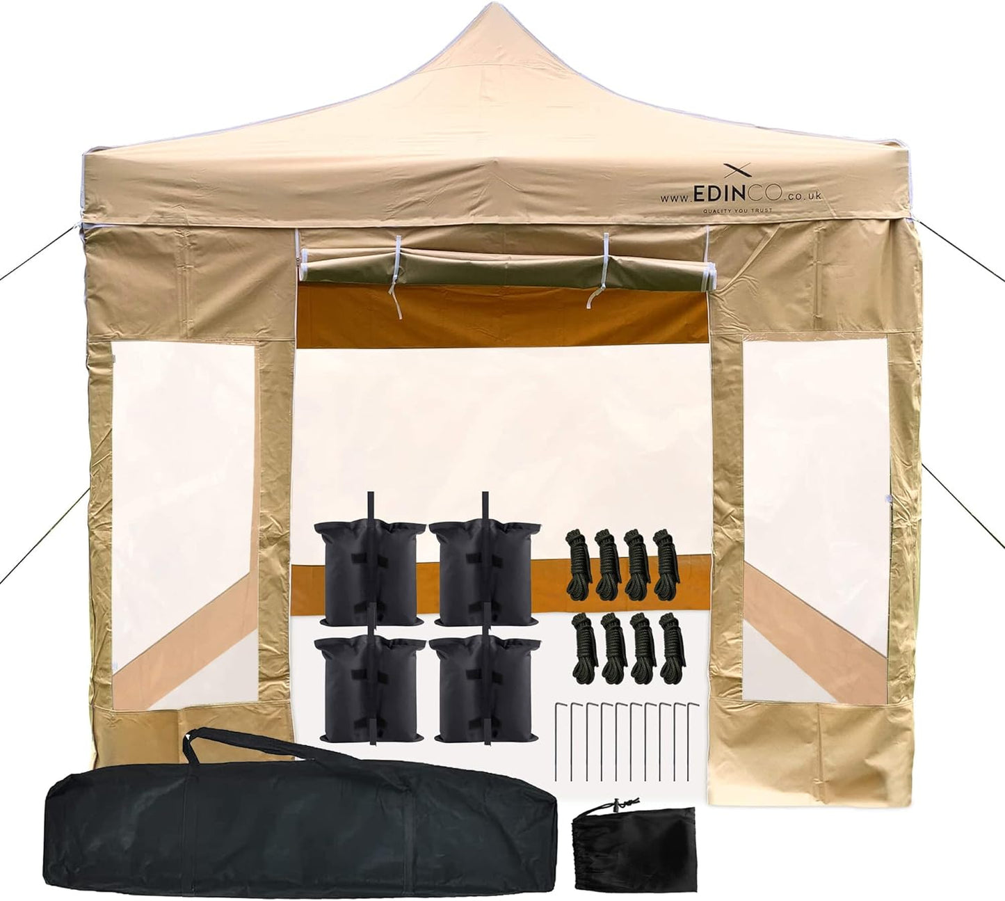 Edinco Pop Up Gazebo with Sides 3x3m