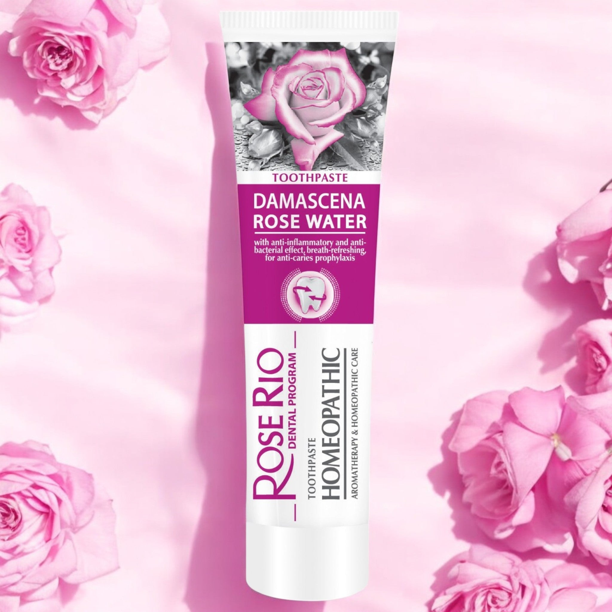EdincoToothpaste with organic Rose Water for luxury gum health and antibacterial protection