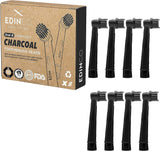 Edinco Charcoal Toothbrush Heads compatible with Oral B for effective plaque removal, pack of eight