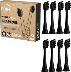 Edinco Philips Sonicare compatible toothbrush heads in charcoal with eight durable bristle replacements