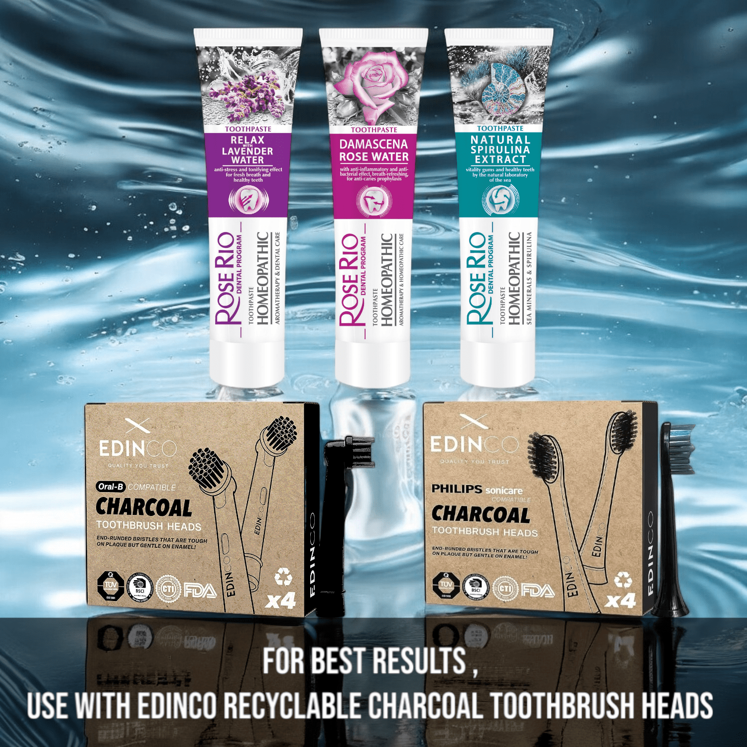 Edinco toothpastes with natural extracts for oral care to help regenerate enamel