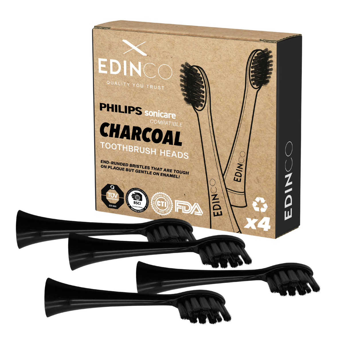 Recyclable Charcoal Toothbrush Heads Compatible with Philips Sonicare