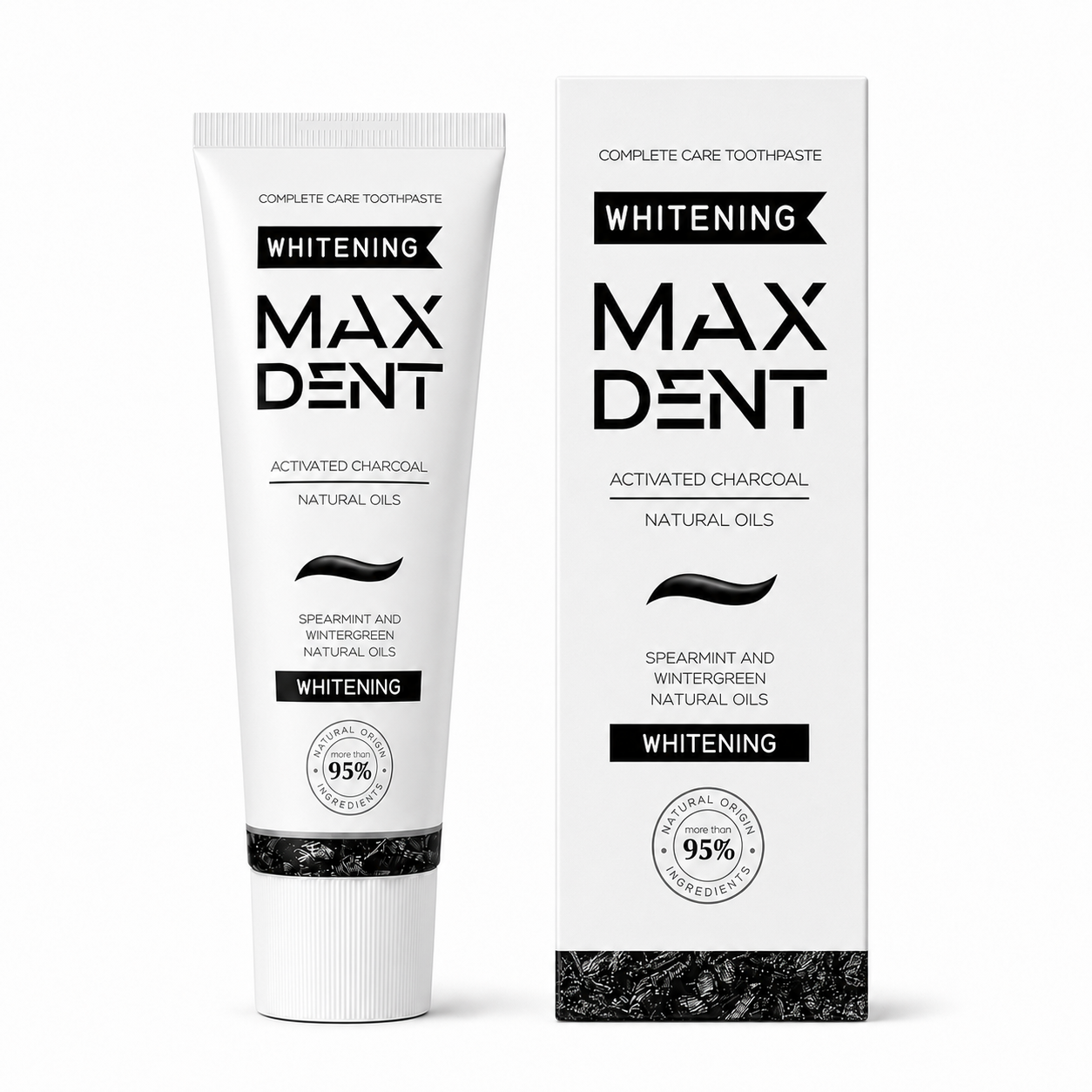 MaxDent Charcoal Whitening Toothpaste with Fluoride & Natural Oils – 75 ml