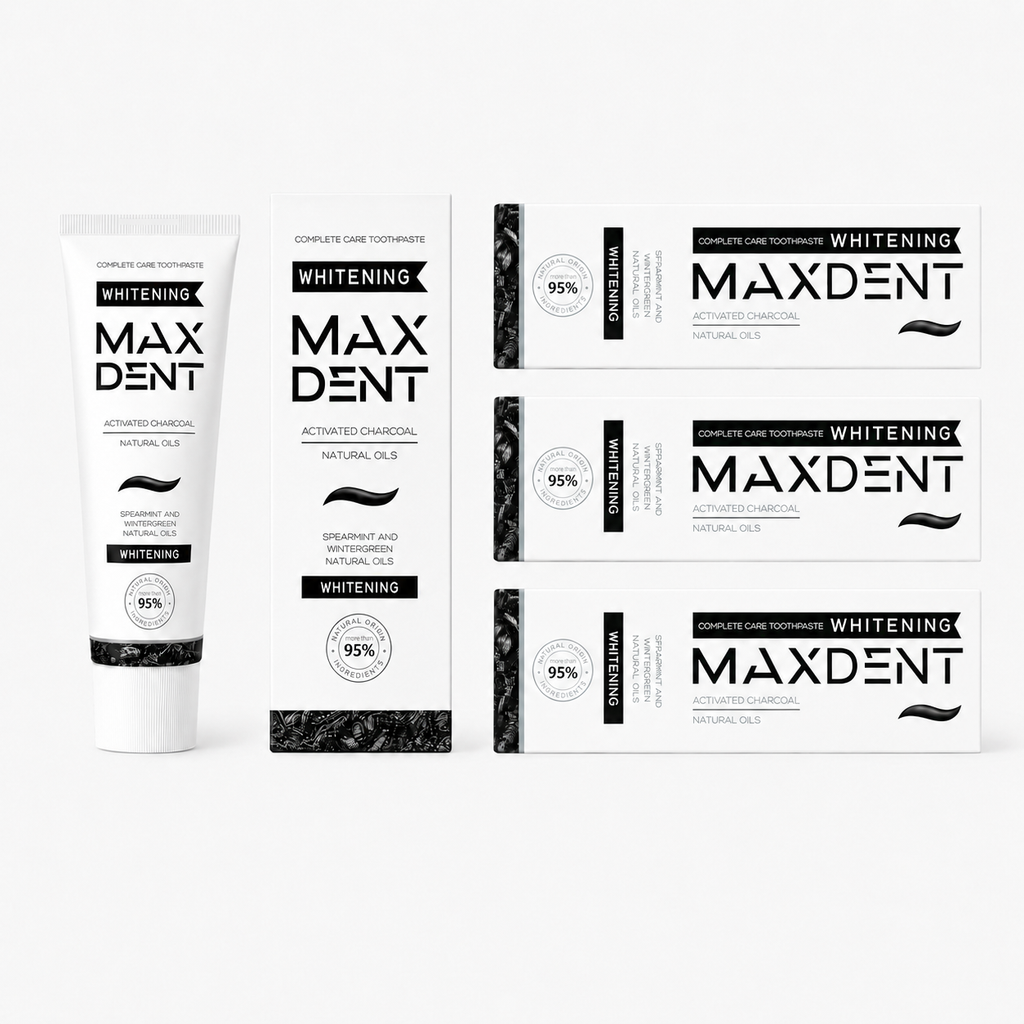 MaxDent Charcoal Whitening Toothpaste with Fluoride & Natural Oils – 75 ml