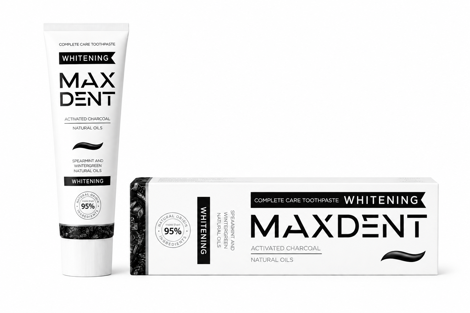 MaxDent Charcoal Whitening Toothpaste with Fluoride & Natural Oils – 75 ml
