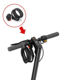 Edinco bike and scooter lock with combination code, attached to the handlebar of a scooter