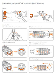 User manual for Edinco bike and scooter lock with code-setting instructions for security
