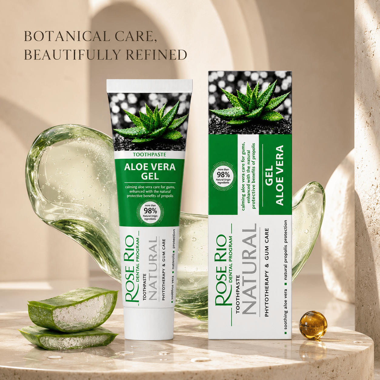 Edinco Aloe Vera Toothpaste with Propolis, SLS-Free and Fluoride-Free, 98% Natural Toothpaste for Gentle Gum Care, 65 ml - Edinco-Edinco