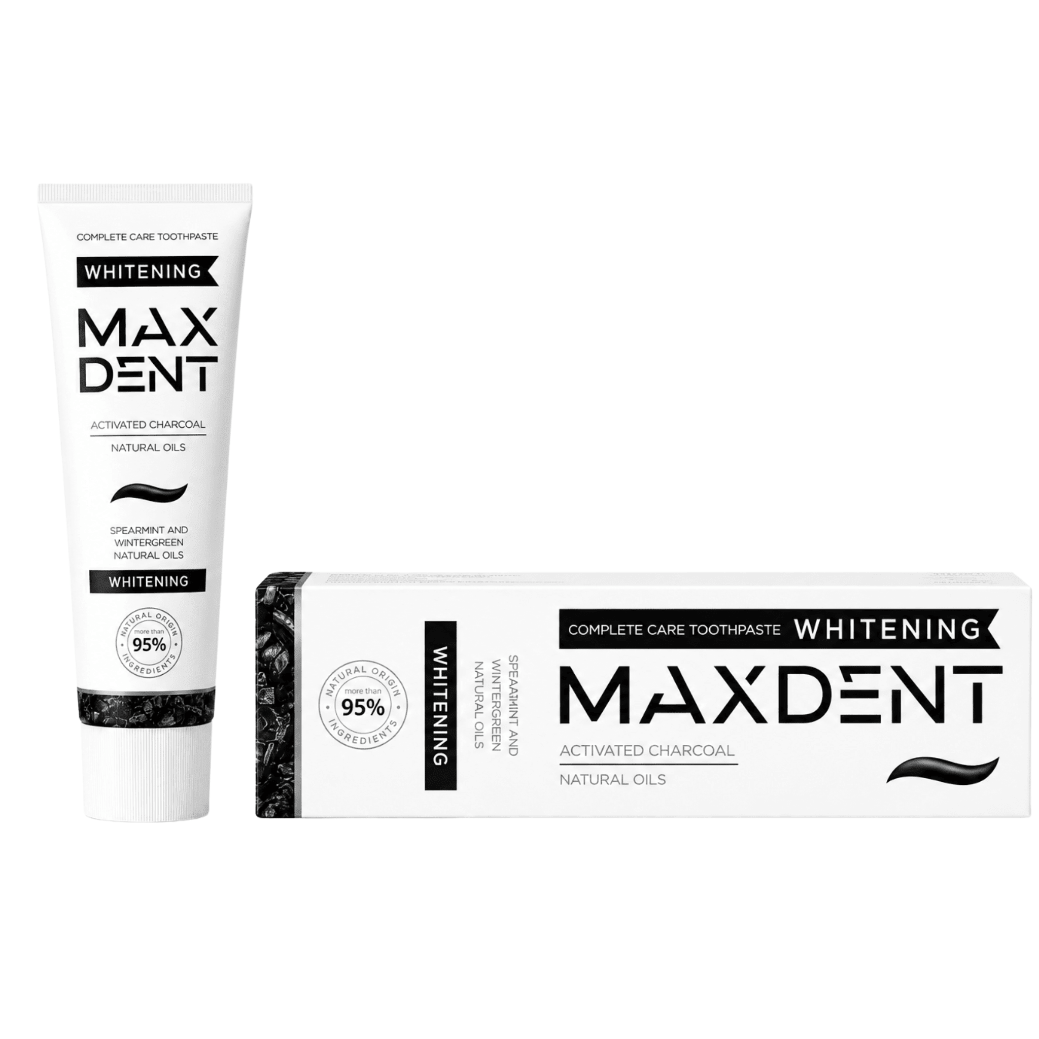 Edinco Charcoal Whitening Toothpaste with Fluoride, Coconut Activated Charcoal, 95% Natural Toothpaste, Surface Stain Removal, Fresh Breath & Tartar Control, 75 ml - Edinco-Edinco