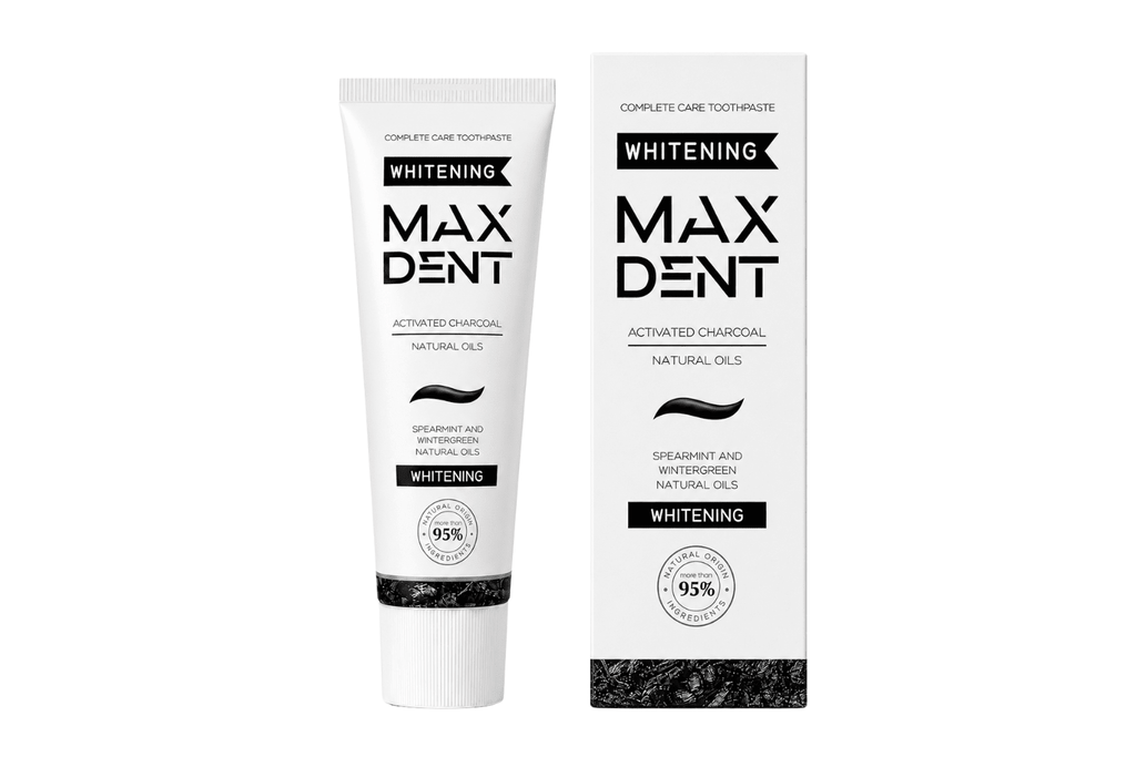 Edinco Charcoal Whitening Toothpaste with Fluoride, Coconut Activated Charcoal, 95% Natural Toothpaste, Surface Stain Removal, Fresh Breath & Tartar Control, 75 ml - Edinco-Edinco