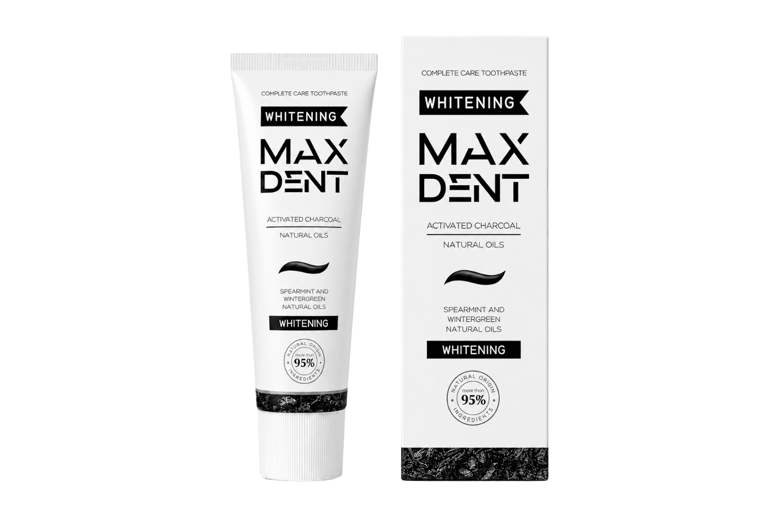 Edinco Charcoal Whitening Toothpaste with Fluoride, Coconut Activated Charcoal, 95% Natural Toothpaste, Surface Stain Removal, Fresh Breath & Tartar Control, 75 ml - Edinco-Edinco