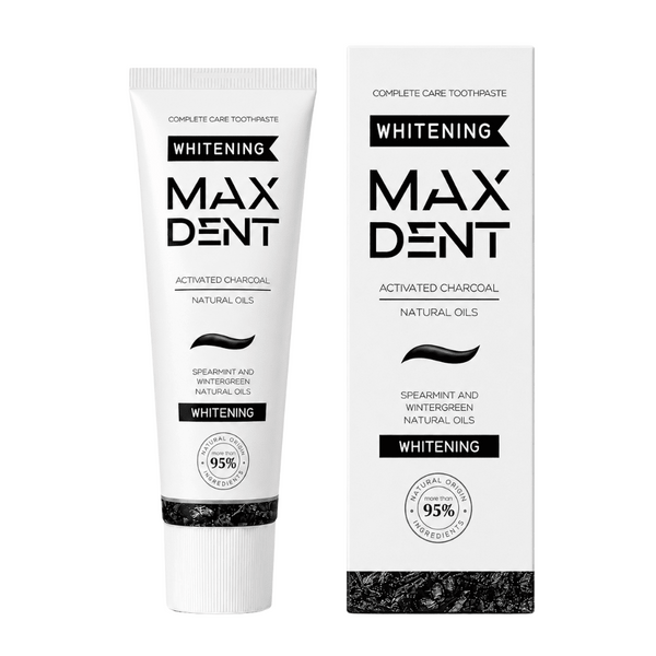 Edinco Charcoal Whitening Toothpaste with Fluoride, Coconut Activated Charcoal, 95% Natural Toothpaste, Surface Stain Removal, Fresh Breath & Tartar Control, 75 ml - Edinco-Edinco