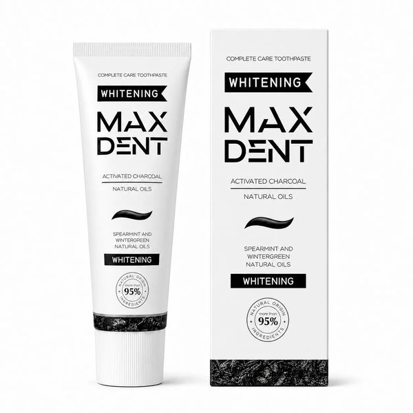 Edinco Charcoal Whitening Toothpaste with Fluoride, Coconut Activated Charcoal, 95% Natural Toothpaste, Surface Stain Removal, Fresh Breath & Tartar Control, 75 ml - Edinco-Edinco