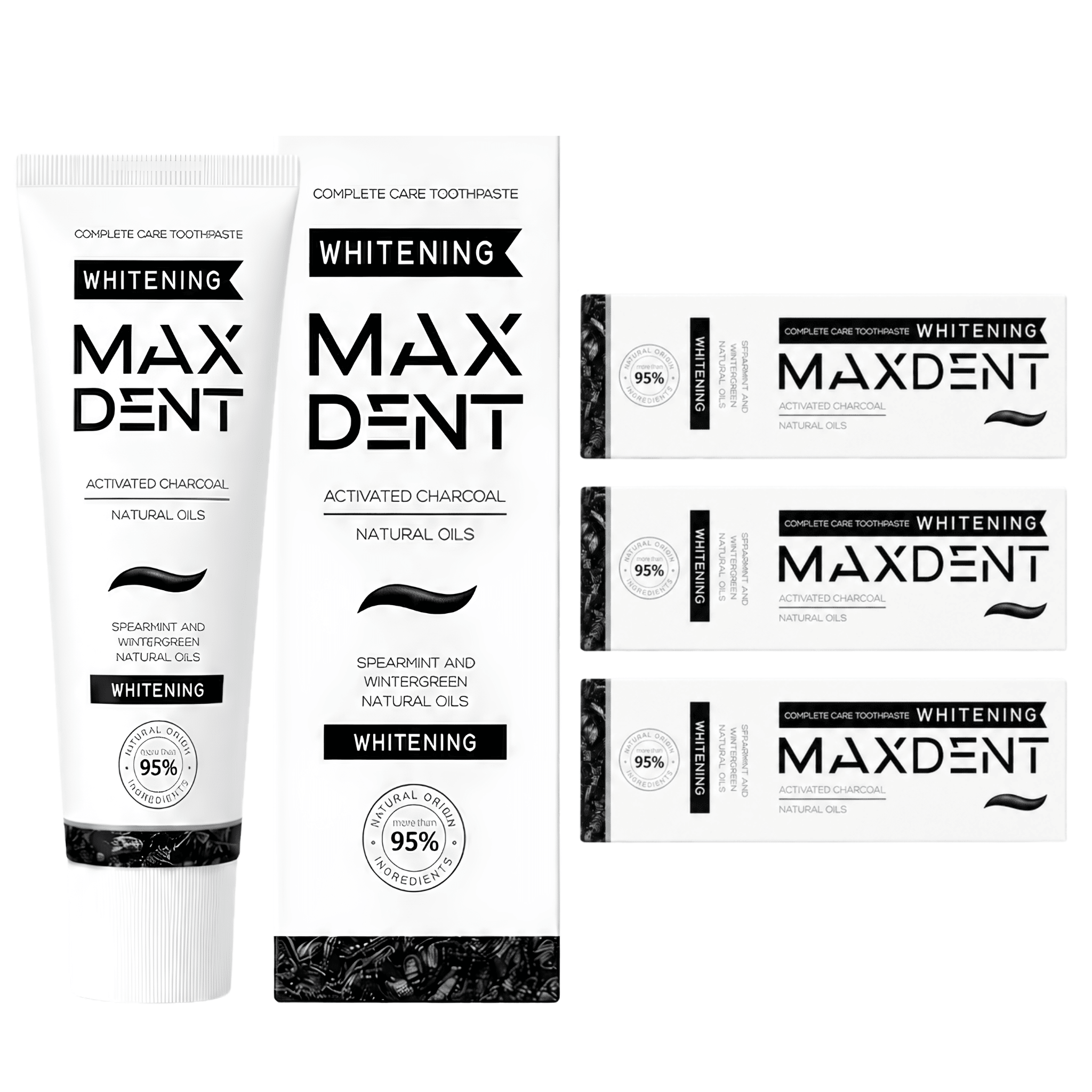 Edinco Charcoal Whitening Toothpaste with Fluoride, Coconut Activated Charcoal, 95% Natural Toothpaste, Surface Stain Removal, Fresh Breath & Tartar Control, 75 ml - Edinco-Edinco