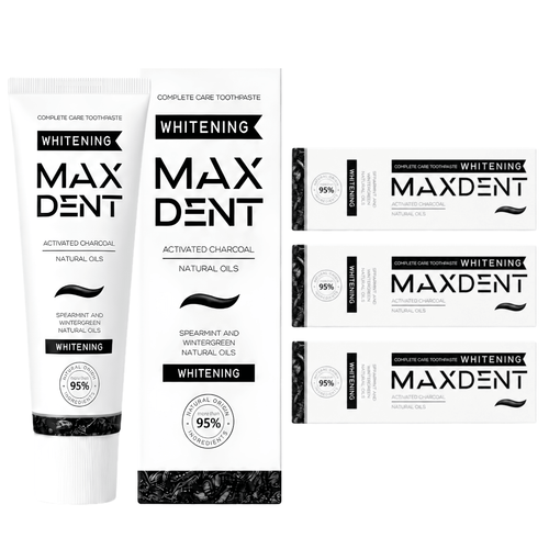 Edinco Charcoal Whitening Toothpaste with Fluoride, Coconut Activated Charcoal, 95% Natural Toothpaste, Surface Stain Removal, Fresh Breath & Tartar Control, 75 ml - Edinco-Edinco