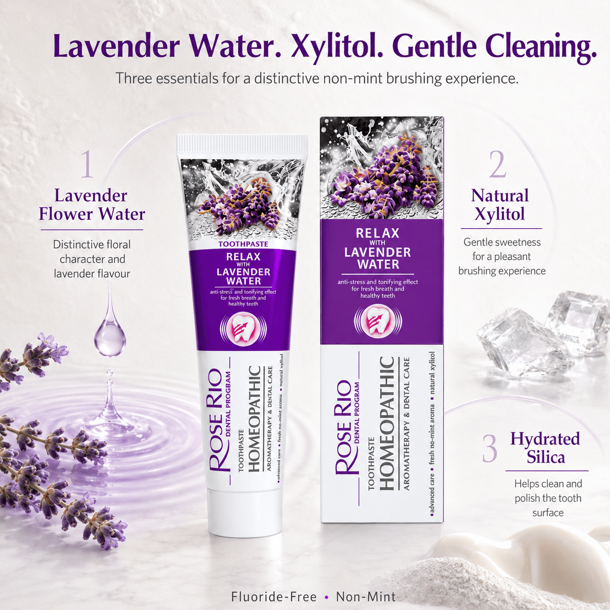 Edinco Lavender Water Toothpaste, Fluoride-Free Non-Mint Formula with Xylitol for Gentle Daily Teeth and Gum Care, 65 ml, 1 Pack - Edinco-Edinco