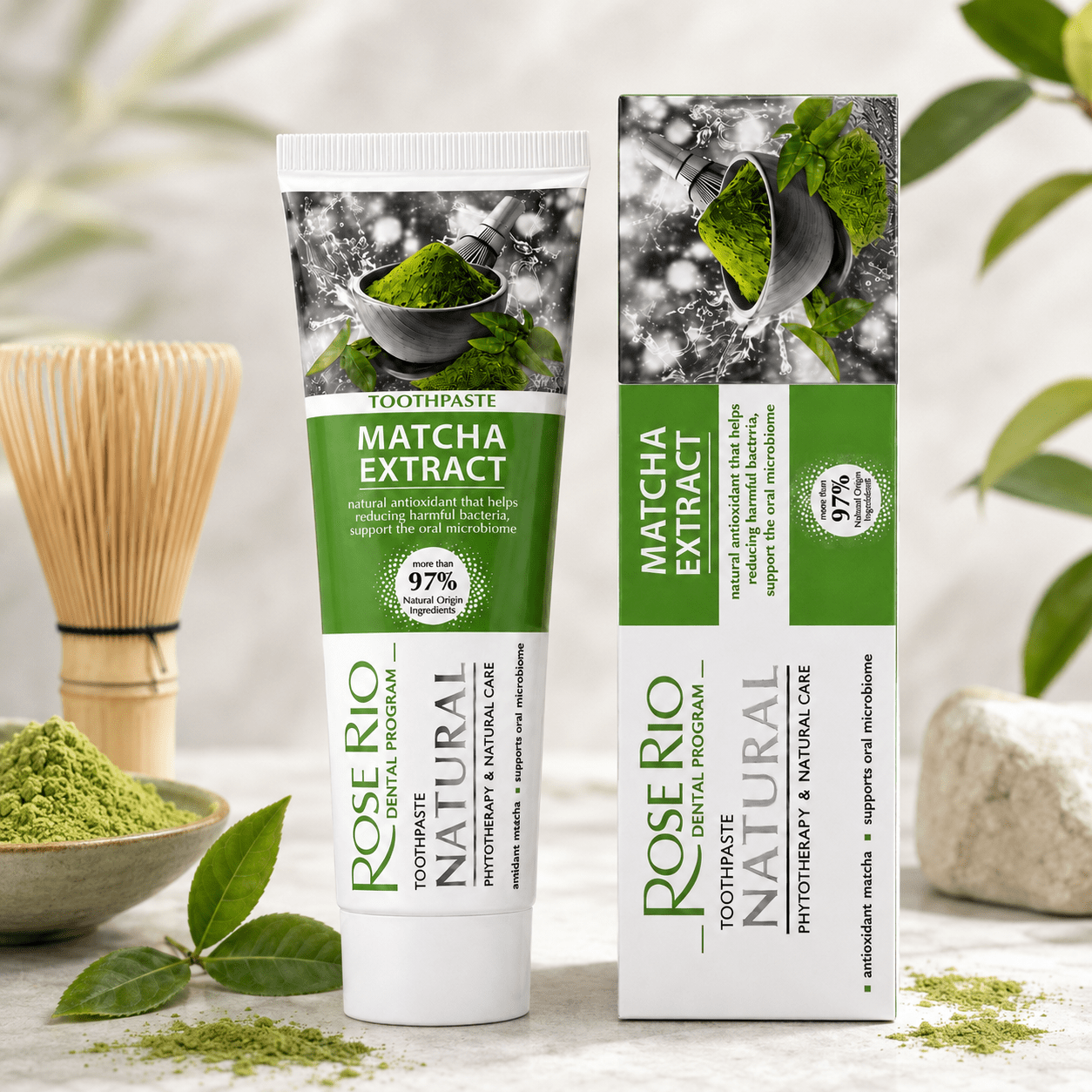 Edinco Matcha Toothpaste with Xylitol, SLS-Free and Fluoride-Free, 97% Natural Toothpaste, Green Tea Formula, 65 ml - Edinco-Edinco