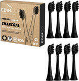 Edinco Philips Sonicare compatible toothbrush heads in charcoal with eight durable bristle replacements