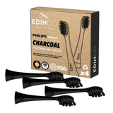 Edinco Philips Sonicare compatible toothbrush heads in Charcoal with end-rounded bristles for effective cleaning