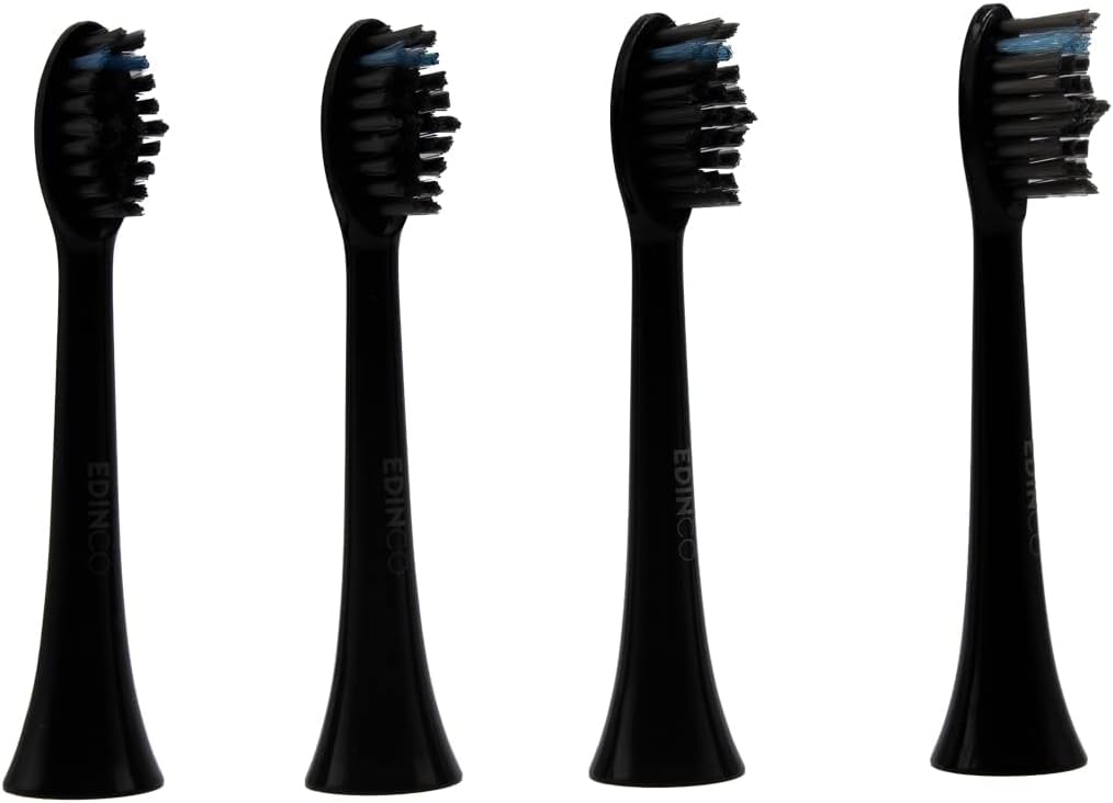 Set of Edinco Philips Sonicare compatible toothbrush heads in black for effective oral care
