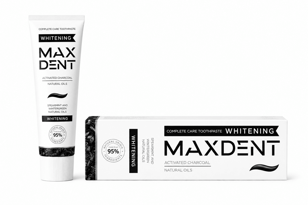 MaxDent Charcoal Whitening Toothpaste with Fluoride & Natural Oils – 75 ml - Edinco-Edinco