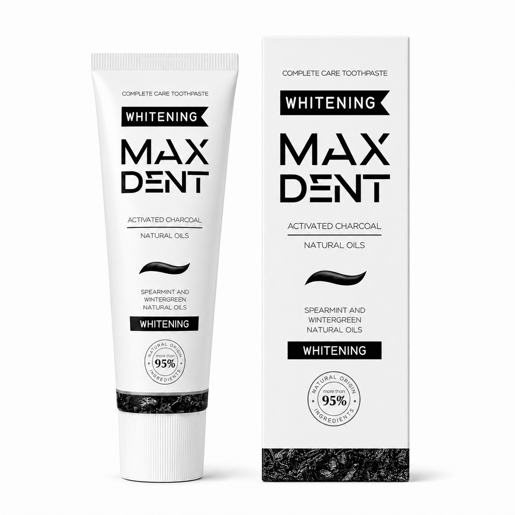 MaxDent Charcoal Whitening Toothpaste with Fluoride & Natural Oils – 75 ml - Edinco-Edinco
