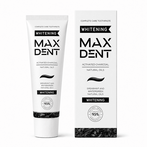 MaxDent Charcoal Whitening Toothpaste with Fluoride & Natural Oils – 75 ml - Edinco-Edinco