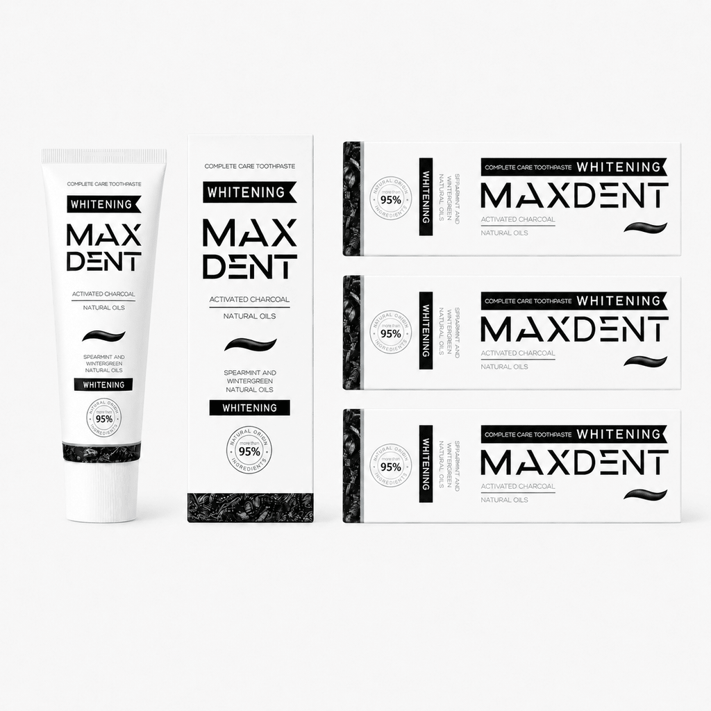 MaxDent Charcoal Whitening Toothpaste with Fluoride & Natural Oils – 75 ml - Edinco-Edinco