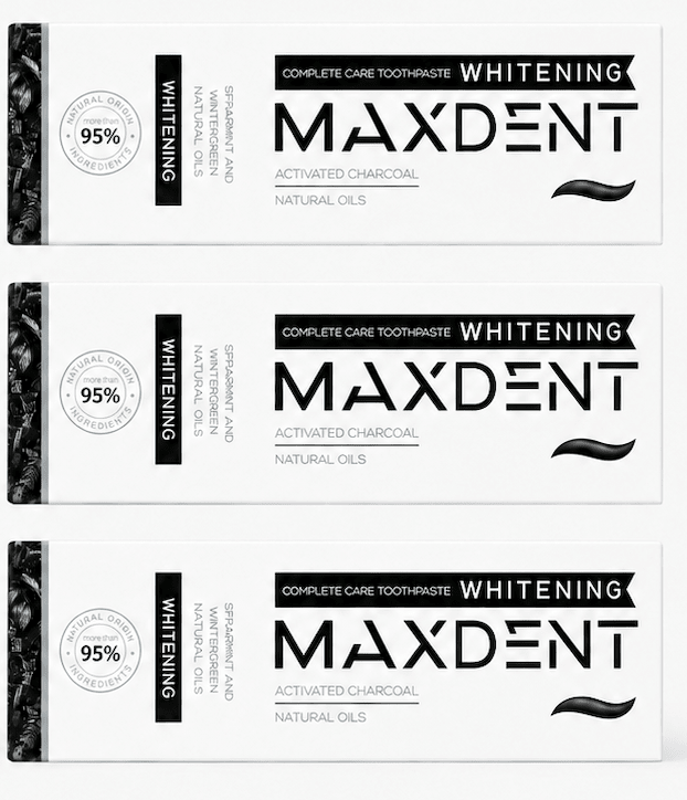 MaxDent Charcoal Whitening Toothpaste with Fluoride & Natural Oils – 75 ml - Edinco-Edinco