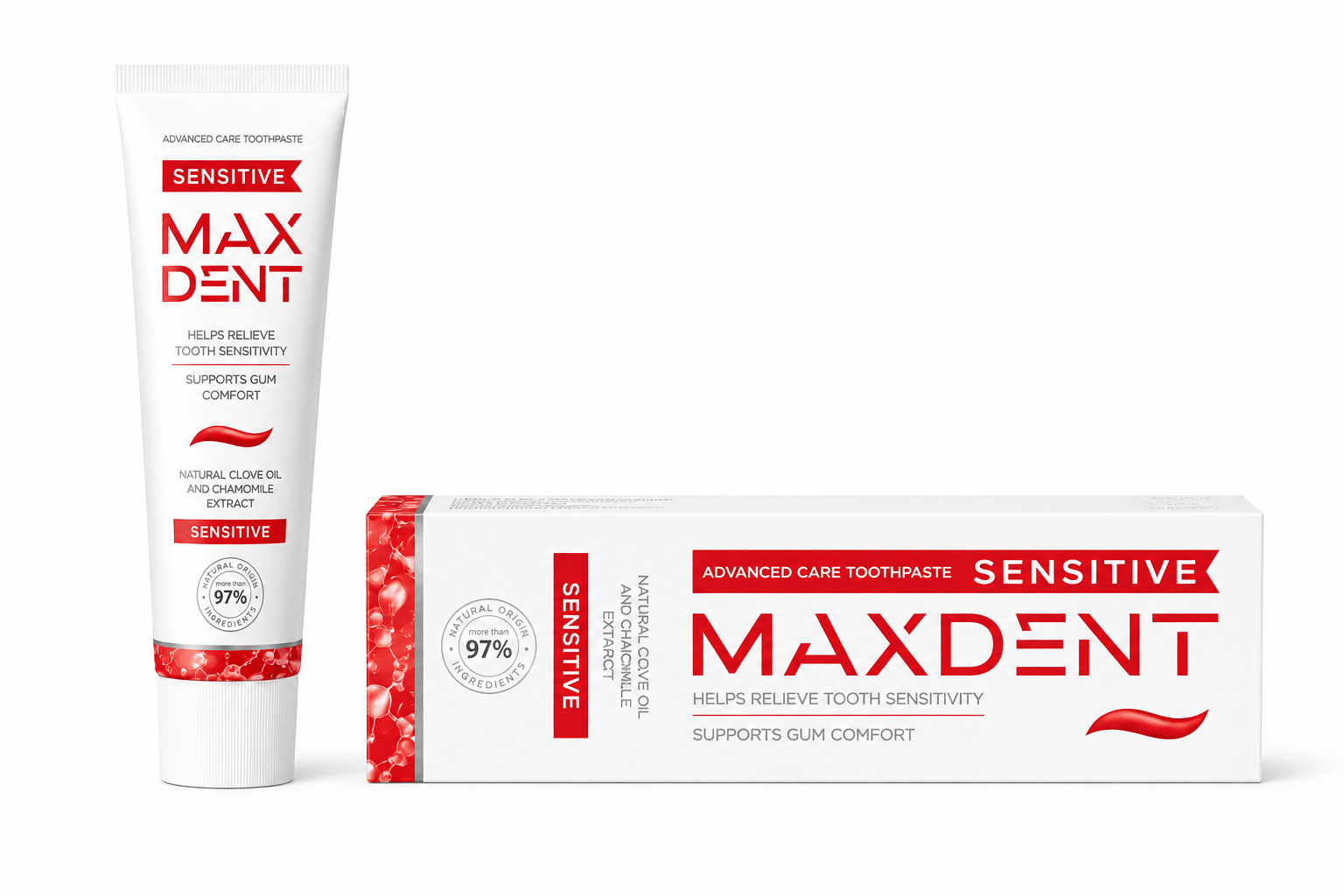 MaxDent Sensitive Toothpaste with Potassium Nitrate, Fluoride, Clove Oil & Chamomile – 75 ml - Edinco-Edinco