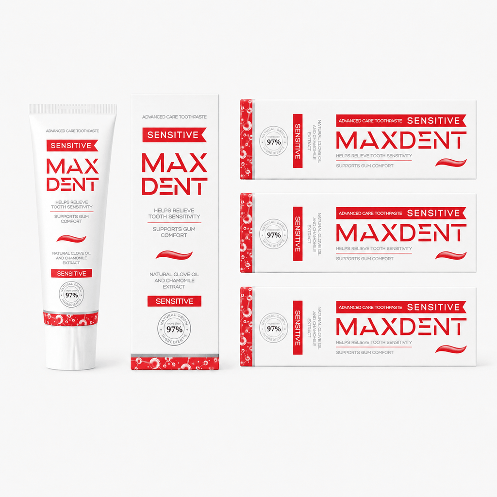 MaxDent Sensitive Toothpaste with Potassium Nitrate, Fluoride, Clove Oil & Chamomile – 75 ml - Edinco-Edinco