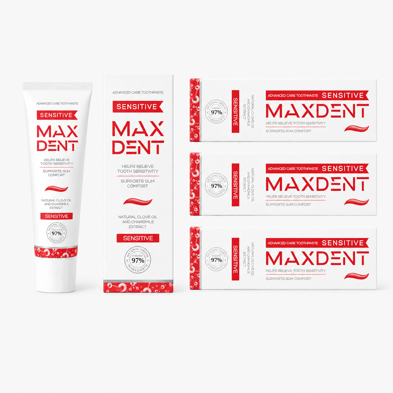 MaxDent Sensitive Toothpaste with Potassium Nitrate, Fluoride, Clove Oil & Chamomile – 75 ml - Edinco-Edinco