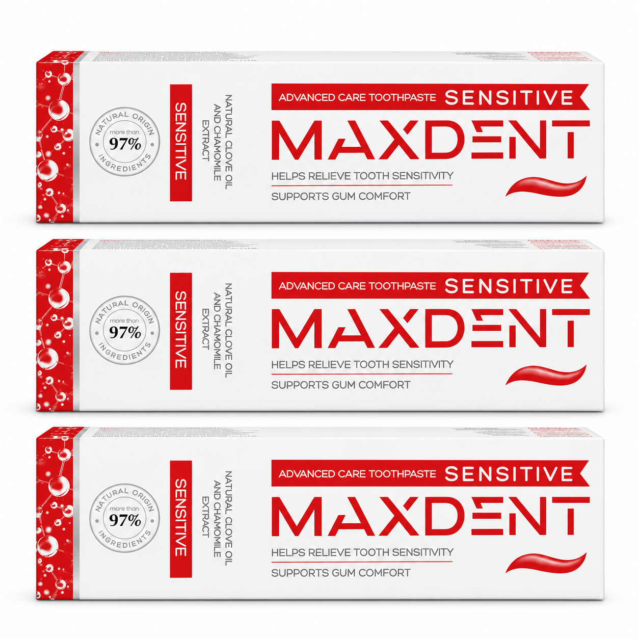 MaxDent Sensitive Toothpaste with Potassium Nitrate, Fluoride, Clove Oil & Chamomile – 75 ml - Edinco-Edinco