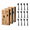 Edinco 12-pack annual supply of black charcoal toothbrush heads compatible with Philips Sonicare, displayed with three eco-friendly recyclable 4-pack kraft paper boxes.