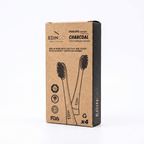 Edinco front view of eco-friendly brown kraft paper box for the 4-pack charcoal toothbrush heads
