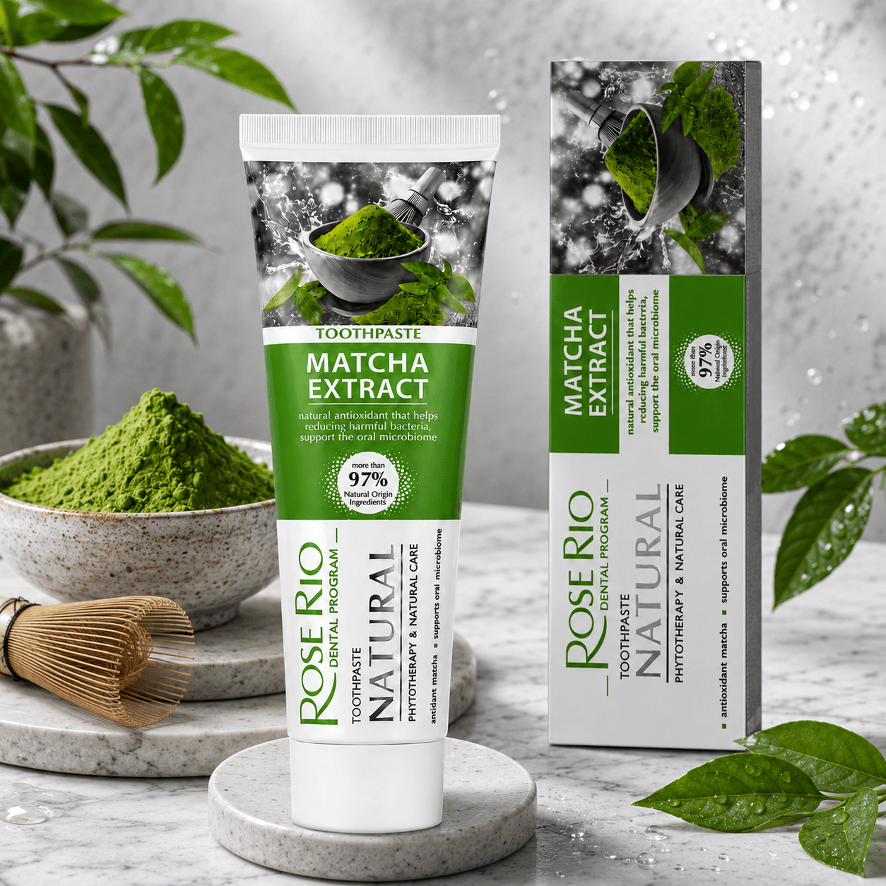 Rose Rio Natural Matcha Toothpaste with Xylitol for Oral Microbiome Care – 65 ml - Edinco-Edinco